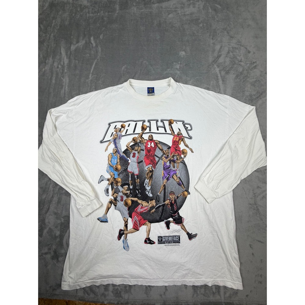 Vintage MP Sportswear Shirt Mens 4XL White Ballin Basketball Graphic Long Sleeve